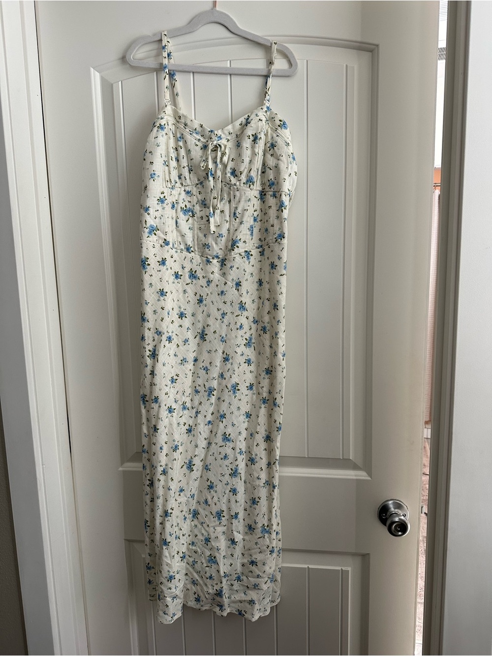 wild fable Cream Dress with Blue Floral Print
